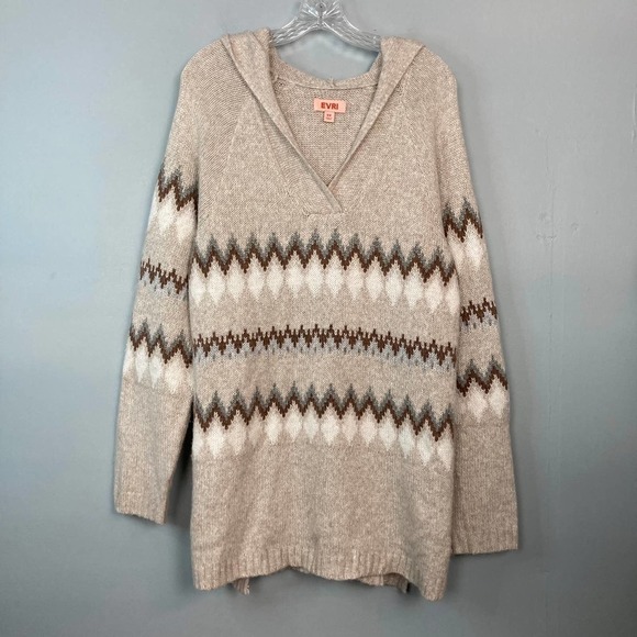 EVRI Pull Over V-Neck Hoodie Tunic Metallic Thread Lightweight Sweater Plus 0X - Picture 12 of 13